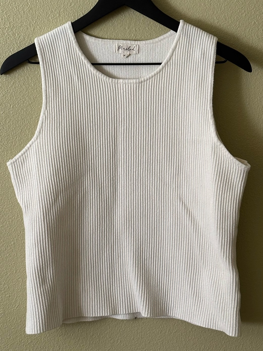 Marled Cream Ribbed Sleeveless Knit Tank Top